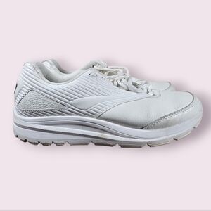 Brooks Addiction Walker Slip Resistant White Leather Heavy Duty Sneakers Sz 11D